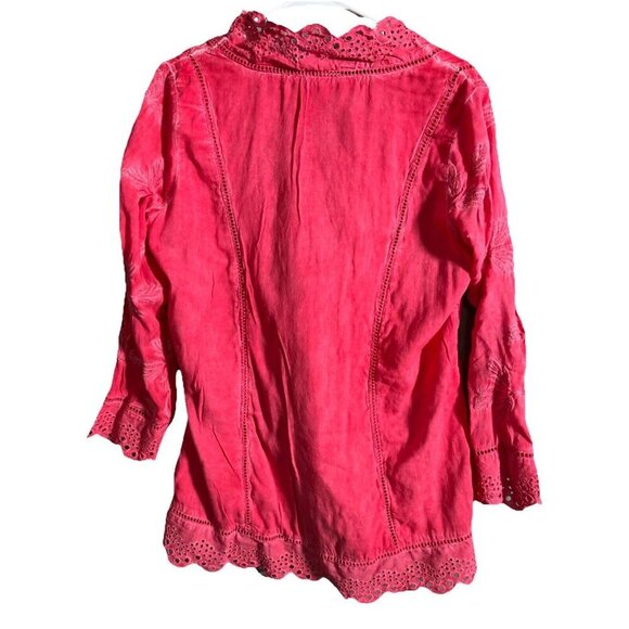 Soft Surroundings Deidre Womens Eyelet Tunic Top Size M Floral Embroidered Boho - Picture 3 of 6